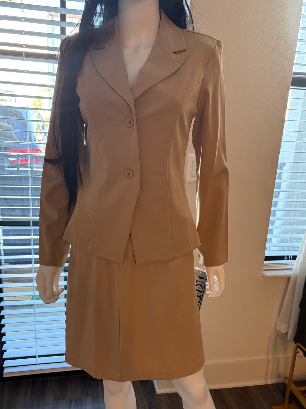 Vintage 90s Beige Skirt Suit Set - Picture 10 of 10